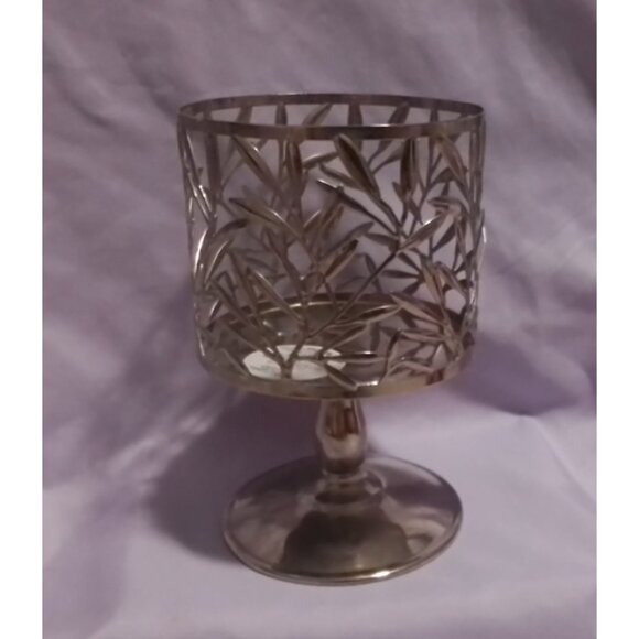 Bath & Body Works Silver Leaf Design Metal Candle Holder - Elegant Accent - Picture 2 of 3